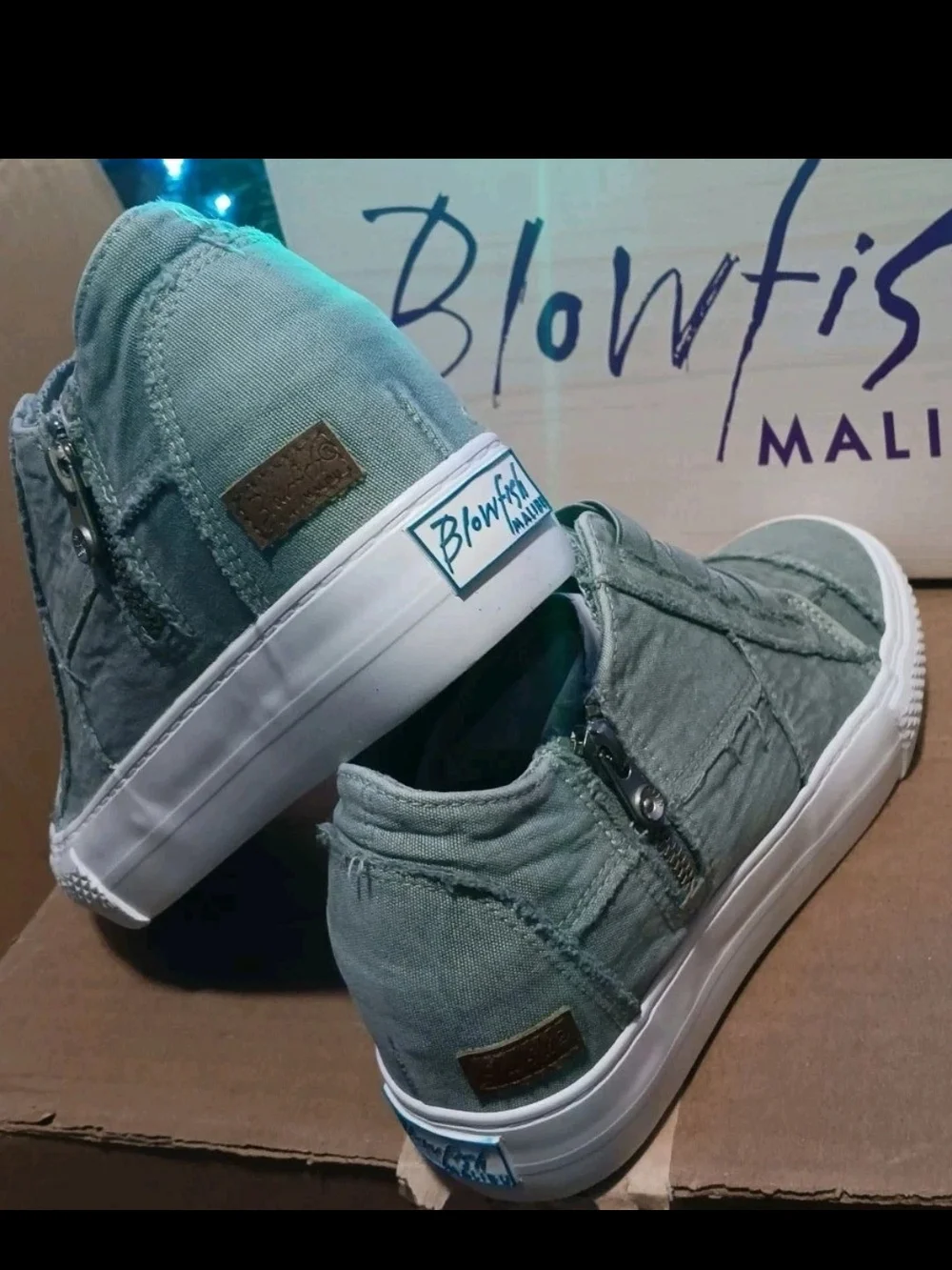 Blowfish Olive Green High-Top Canvas Sneakers with White Sole